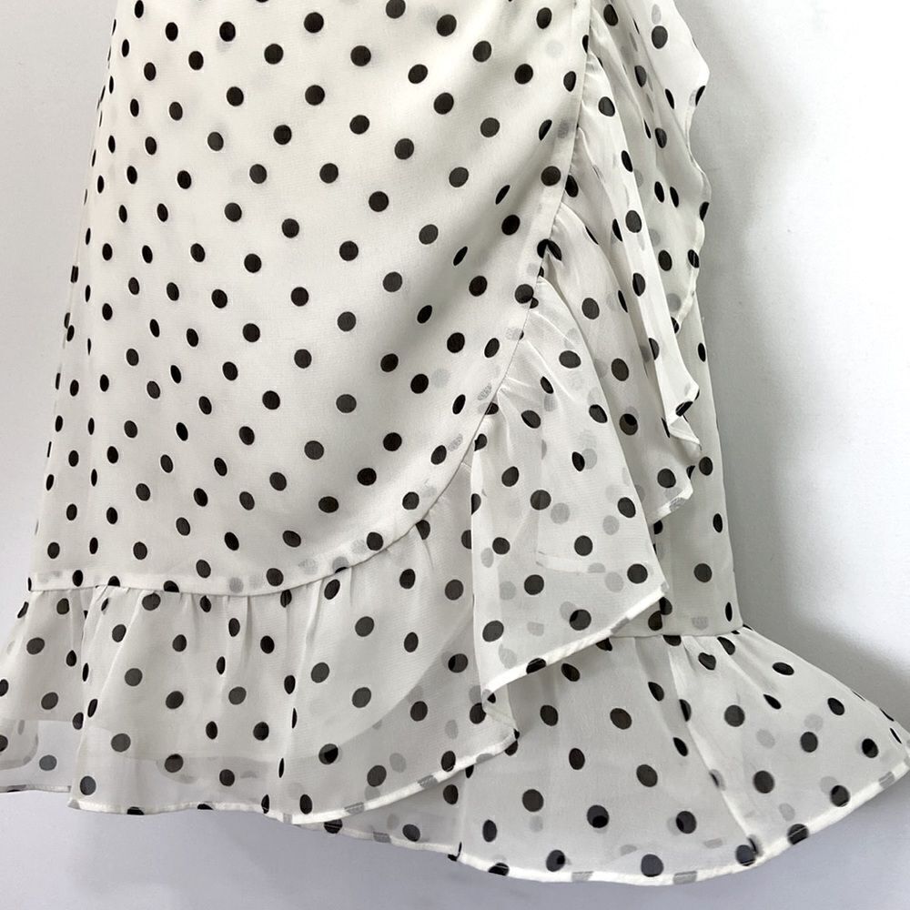 All Saints Dress Krystal Dot Wrap Ruffle White Black NWOT Sz Sm - Picture 4 of 8